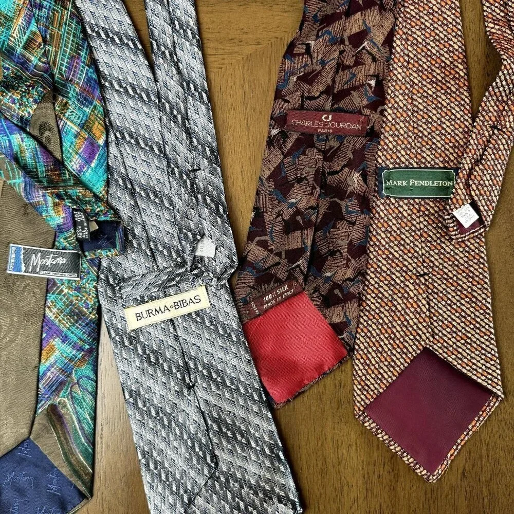Bundle Silk Ties Lot of 4 Patterned Neckties Multicolor Assorted Brands